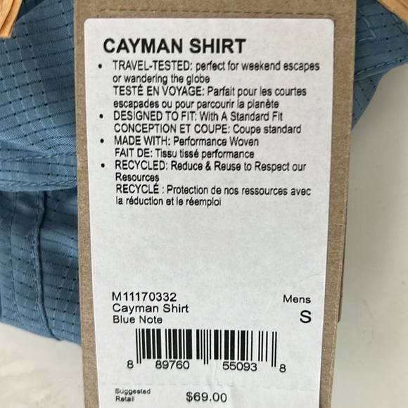 prAna Cayman Shirt in Blue Note Men's Size Small NWT - Picture 4 of 8